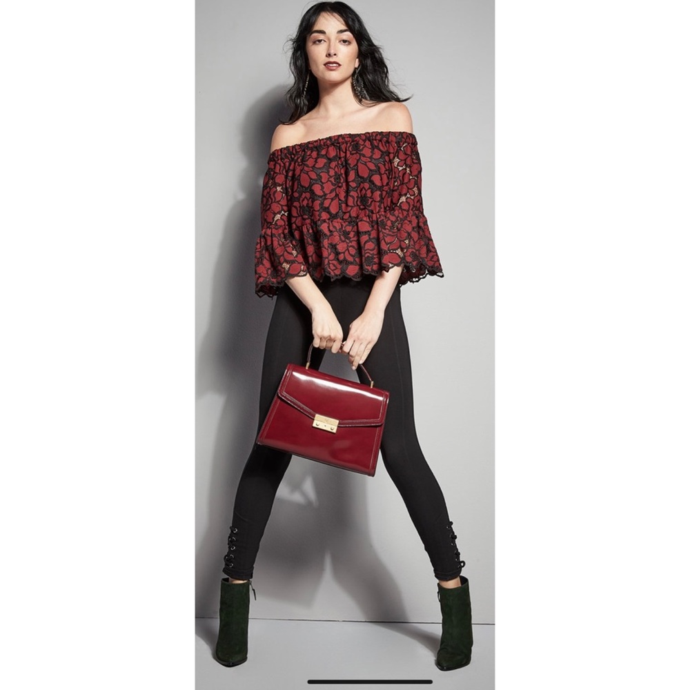 NWT LIKELY Stockton Off The Shoulder Lace Crop Top
